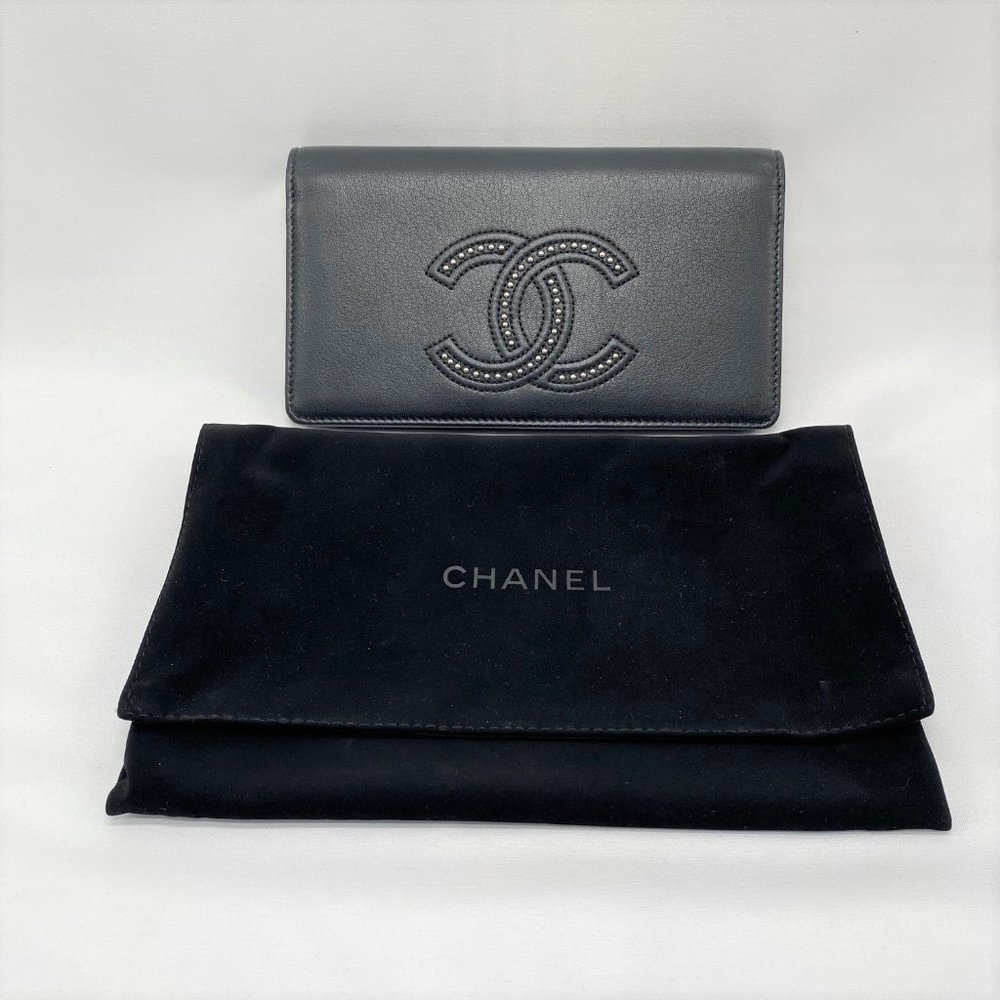 Chanel Black Studded CC Wallet